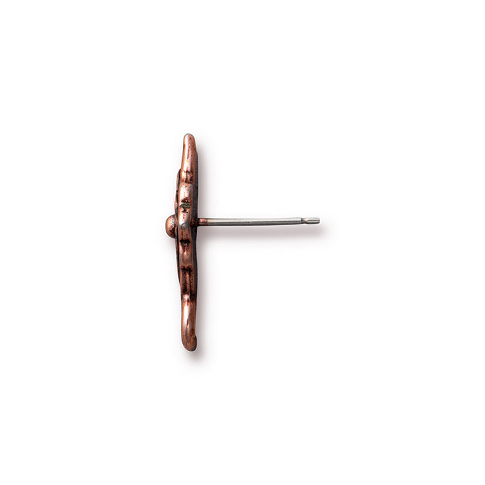 Earring Posts, Reina with Loop 16x10mm, Antiqued Copper Plated, by TierraCast (1 Pair)