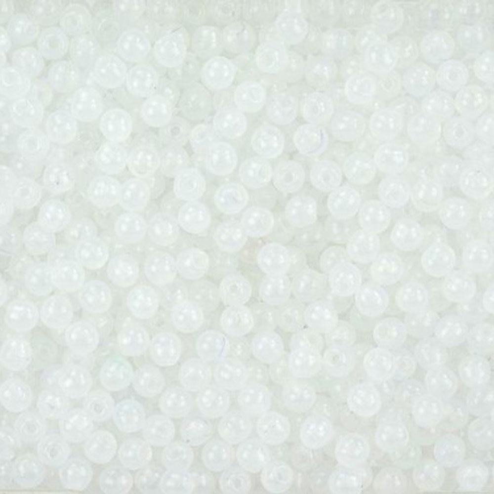 Czech Glass, Half-Drilled Round Finial Beads 2mm, Milky White (2.5" Tube)
