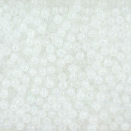 Czech Glass, Half-Drilled Round Finial Beads 2mm, Milky White (2.5" Tube)