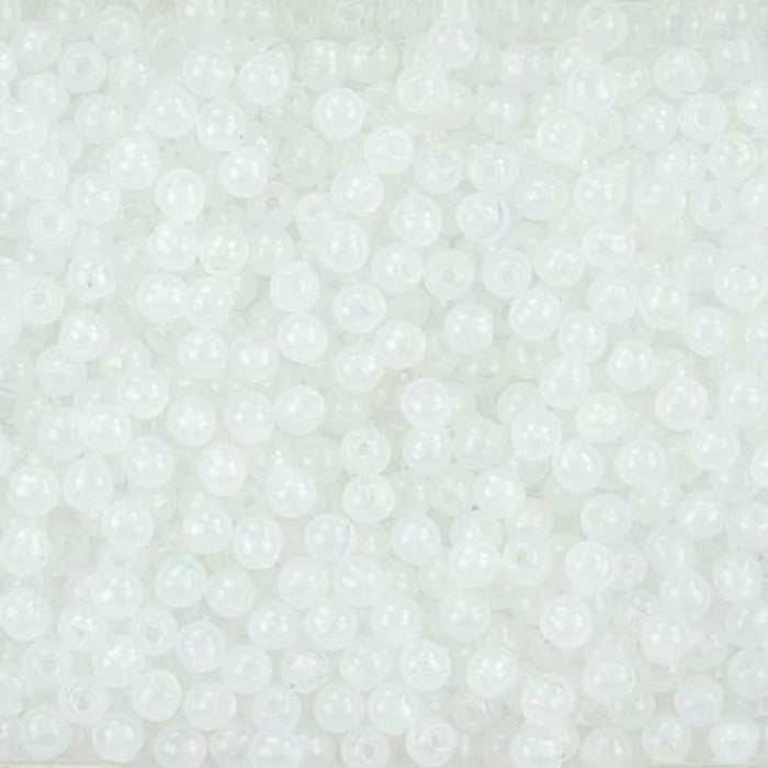 Czech Glass, Half-Drilled Round Finial Beads 2mm, Milky White (2.5" Tube)