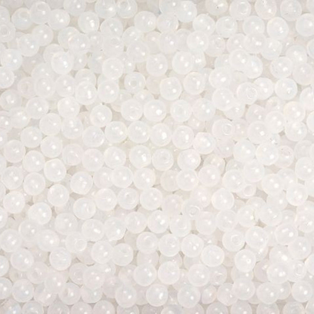 Czech Glass, Half-Drilled Round Finial Beads 2mm, Opaque White (2.5" Tube)
