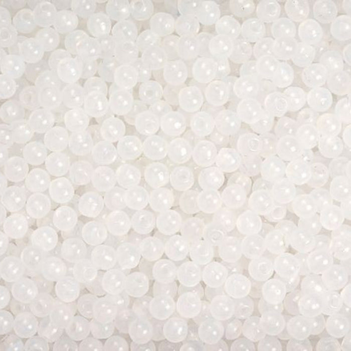 Czech Glass, Half-Drilled Round Finial Beads 2mm, Opaque White (2.5" Tube)