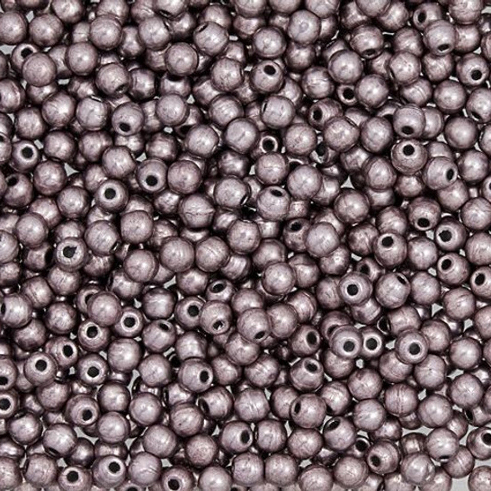 Czech Glass, Half-Drilled Round Finial Beads 2mm, Saturated Metallic Almost Mauve (2.5" Tube)