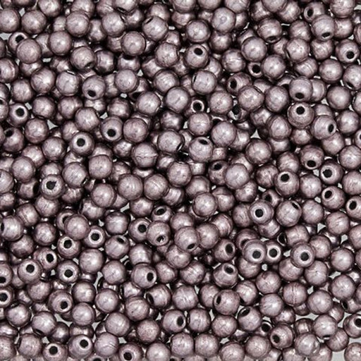 Czech Glass, Half-Drilled Round Finial Beads 2mm, Saturated Metallic Almost Mauve (2.5" Tube)
