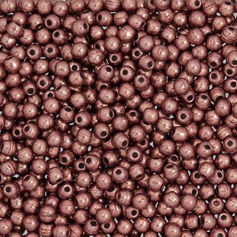 Czech Glass, Half-Drilled Round Finial Beads 2mm, Saturated Metallic Blooming Dahlia (2.5" Tube)