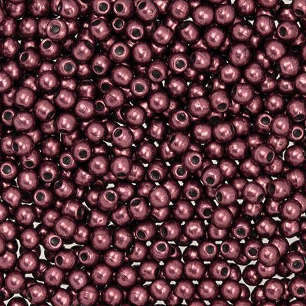 Czech Glass, Half-Drilled Round Finial Beads 2mm, Saturated Metallic Red Pear (2.5" Tube)