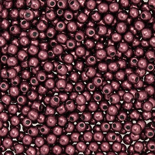 Czech Glass, Half-Drilled Round Finial Beads 2mm, Saturated Metallic Red Pear (2.5" Tube)