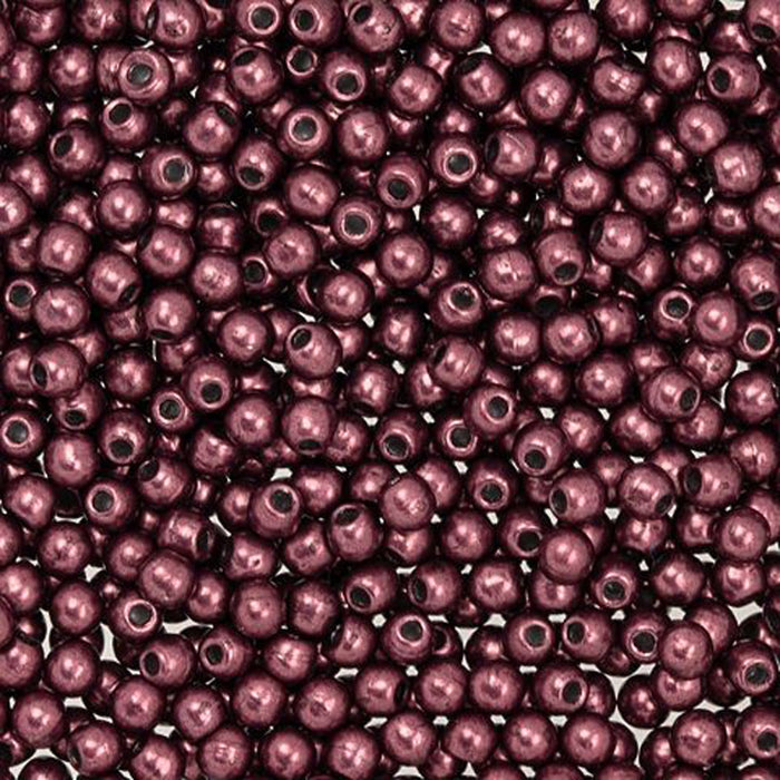 Czech Glass, Half-Drilled Round Finial Beads 2mm, Saturated Metallic Red Pear (2.5" Tube)