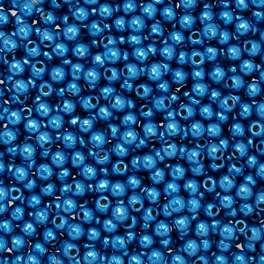 Czech Glass, Half-Drilled Round Finial Beads 2mm, Saturated Metallic Nebulas Blue (2.5" Tube)