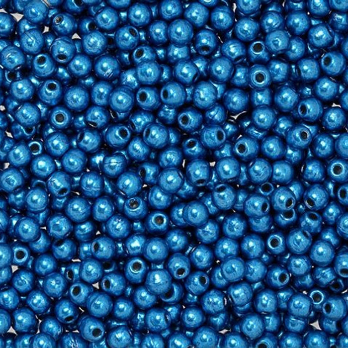 Czech Glass, Half-Drilled Round Finial Beads 2mm, Saturated Metallic Nebulas Blue (2.5" Tube)