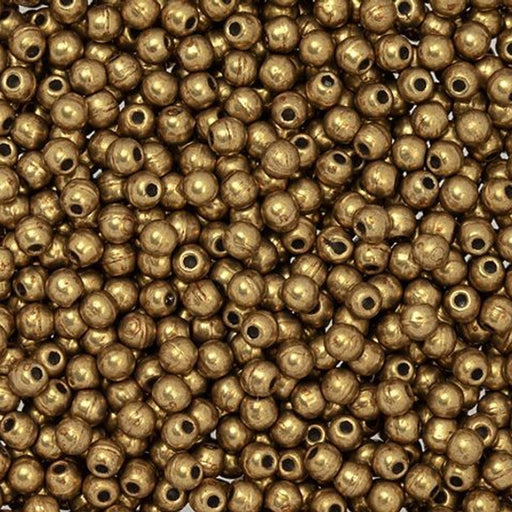 Czech Glass, Half-Drilled Round Finial Beads 2mm, Saturated Metallic Ceylon Yellow (2.5" Tube)