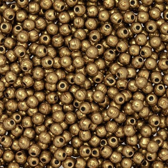 Czech Glass, Half-Drilled Round Finial Beads 2mm, Saturated Metallic Ceylon Yellow (2.5" Tube)