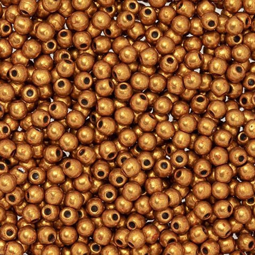 Czech Glass, Half-Drilled Round Finial Beads 2mm, Saturated Metallic Russet Orange (2.5" Tube)