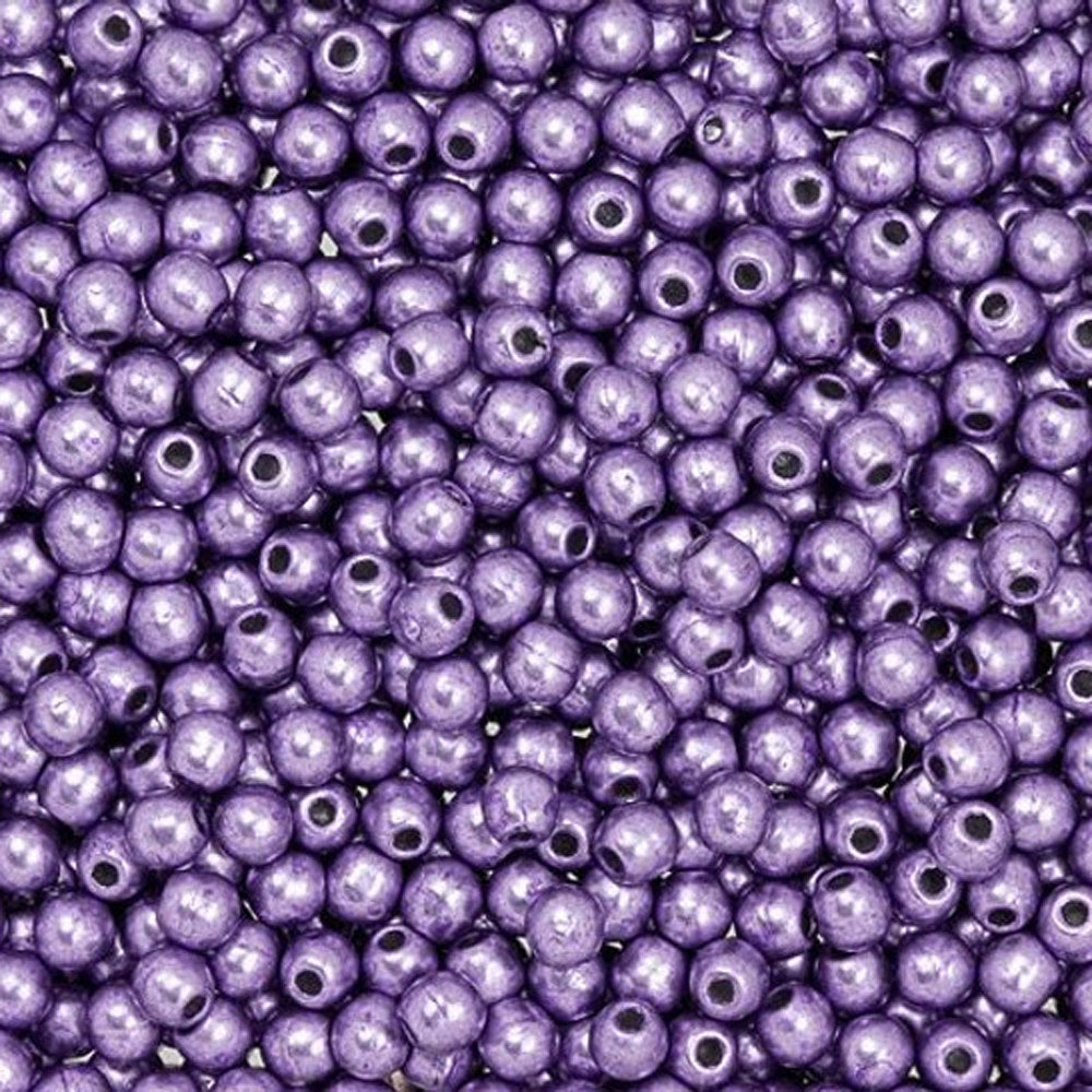 Czech Glass, Half-Drilled Round Finial Beads 2mm, Saturated Metallic Crocus Petal (2.5" Tube)