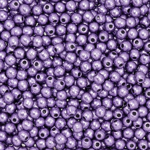 Czech Glass, Half-Drilled Round Finial Beads 2mm, Saturated Metallic Crocus Petal (2.5" Tube)