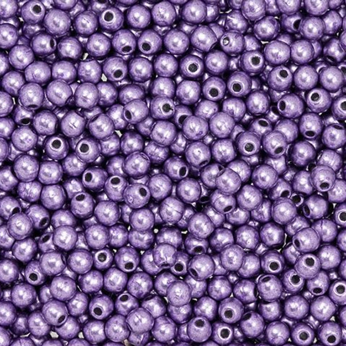Czech Glass, Half-Drilled Round Finial Beads 2mm, Saturated Metallic Crocus Petal (2.5" Tube)