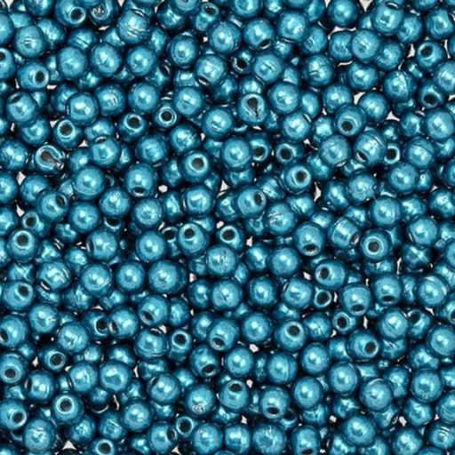 Czech Glass, Half-Drilled Round Finial Beads 2mm, Saturated Metallic Quetzal Green (2.5" Tube)