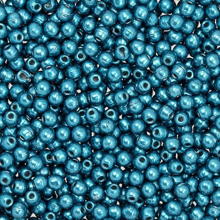 Czech Glass, Half-Drilled Round Finial Beads 2mm, Saturated Metallic Quetzal Green (2.5" Tube)