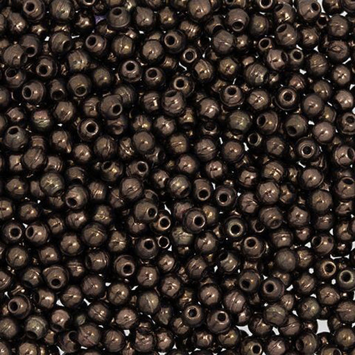 Czech Glass, Half-Drilled Round Finial Beads 2mm, Dark Bronze (2.5" Tube)