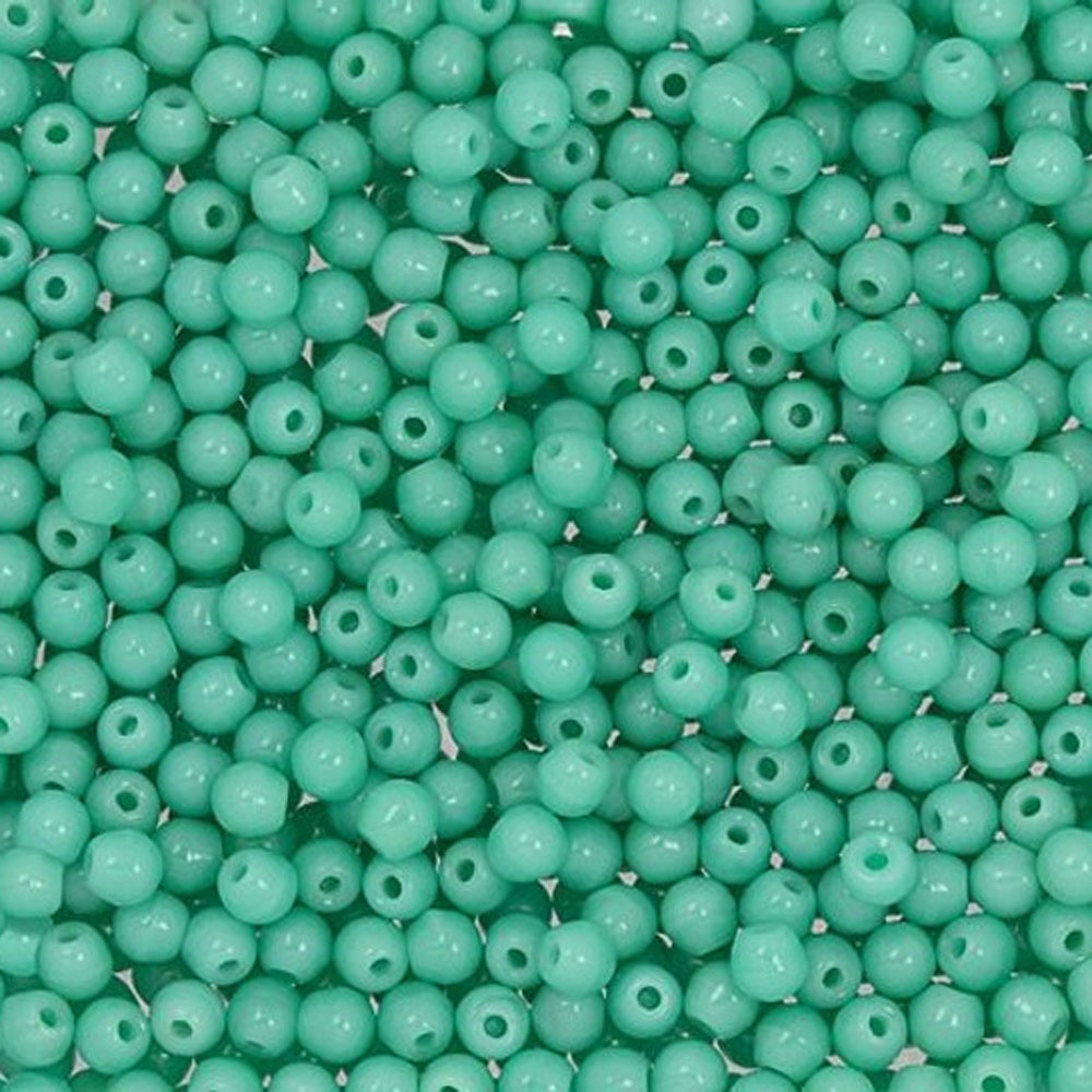 Czech Glass, Half-Drilled Round Finial Beads 2mm, Turquoise (2.5" Tube)