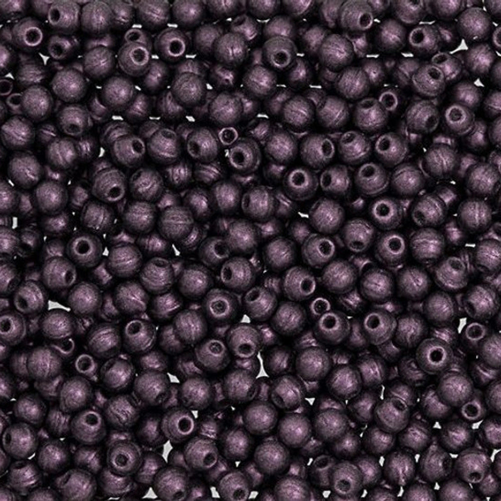 Czech Glass, Half-Drilled Round Finial Beads 2mm, Metallic Suede Pink (2.5" Tube)
