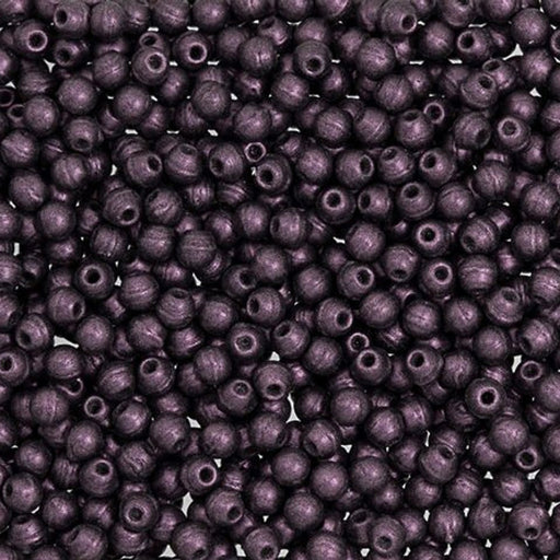 Czech Glass, Half-Drilled Round Finial Beads 2mm, Metallic Suede Pink (2.5" Tube)