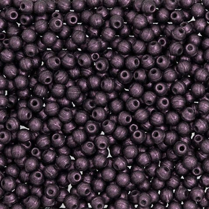 Czech Glass, Half-Drilled Round Finial Beads 2mm, Metallic Suede Pink (2.5" Tube)