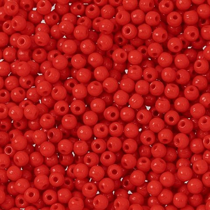 Czech Glass, Half-Drilled Round Finial Beads 2mm, Opaque Red (2.5" Tube)