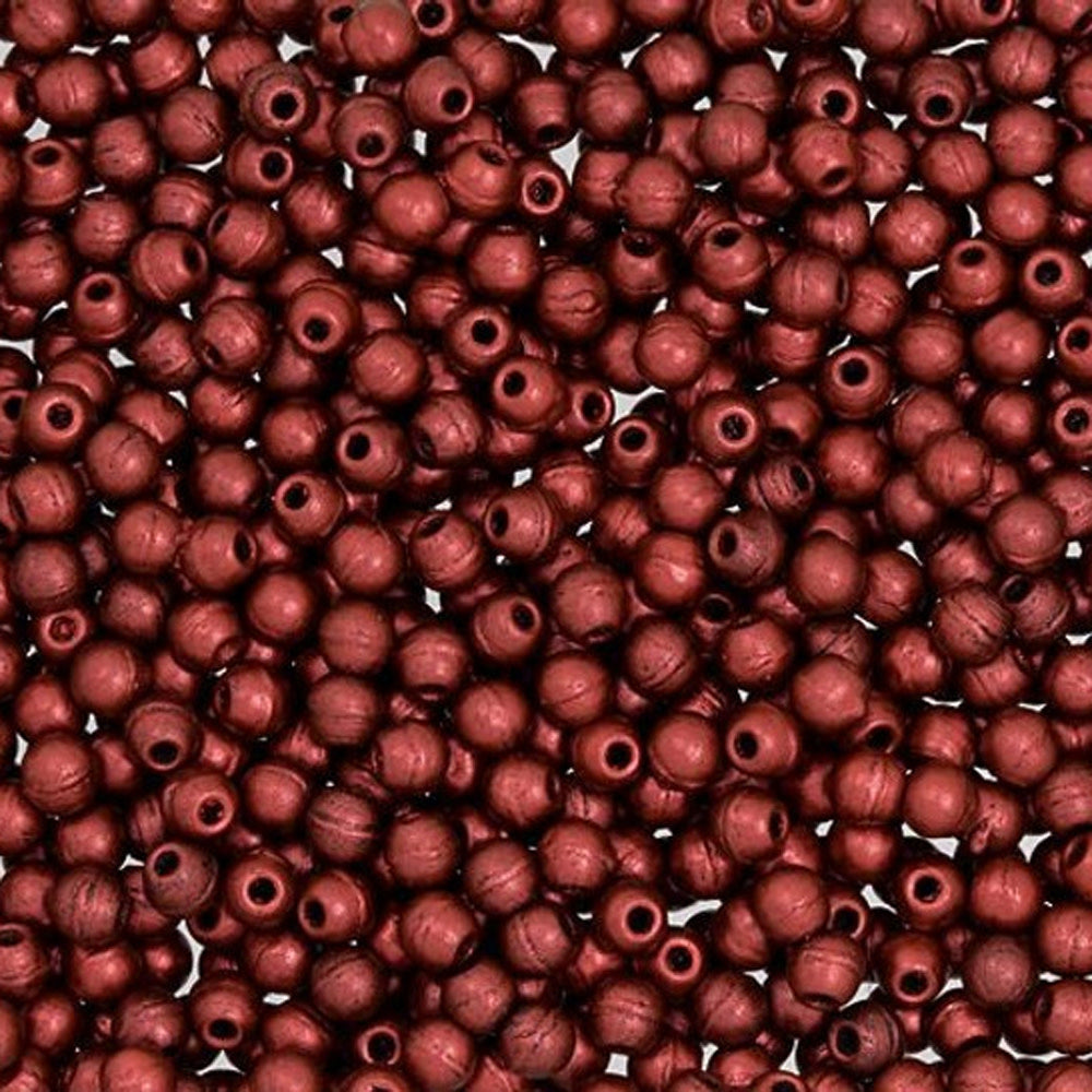 Czech Glass, Half-Drilled Round Finial Beads 2mm, Matte Metallic Lava (2.5" Tube)