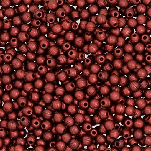 Czech Glass, Half-Drilled Round Finial Beads 2mm, Matte Metallic Lava (2.5" Tube)
