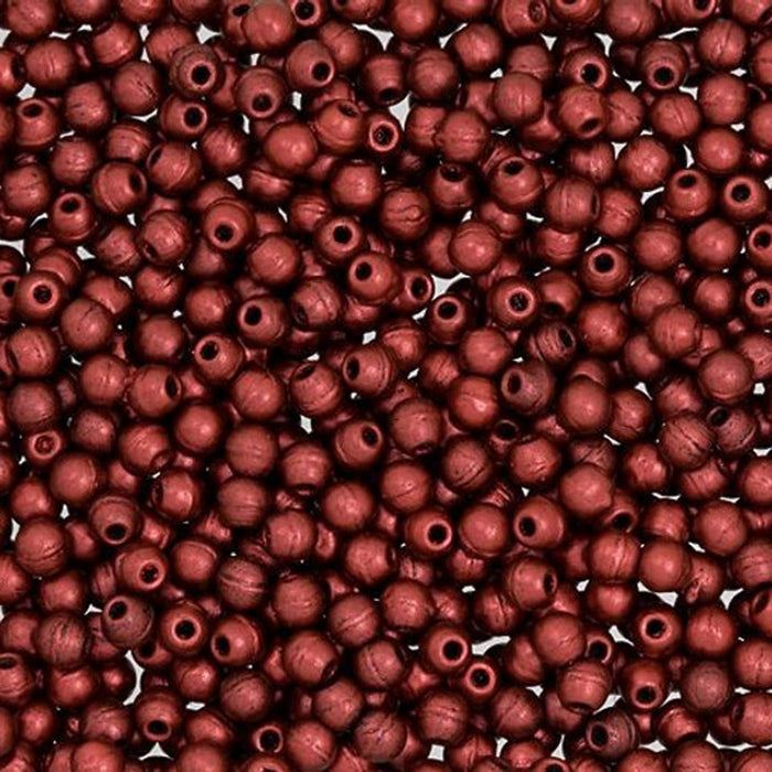Czech Glass, Half-Drilled Round Finial Beads 2mm, Matte Metallic Lava (2.5" Tube)