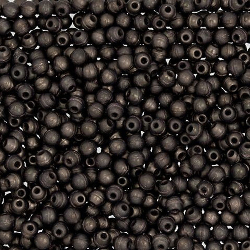 Czech Glass, Half-Drilled Round Finial Beads 2mm, Matte Dark Bronze (2.5" Tube)