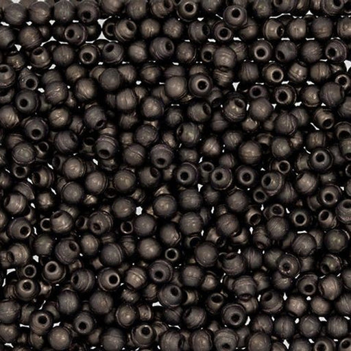 Czech Glass, Half-Drilled Round Finial Beads 2mm, Matte Dark Bronze (2.5" Tube)
