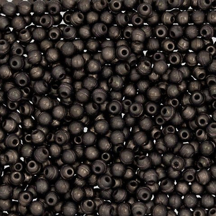 Czech Glass, Half-Drilled Round Finial Beads 2mm, Matte Dark Bronze (2.5" Tube)
