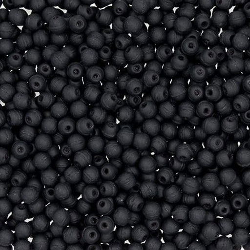 Czech Glass, Half-Drilled Round Finial Beads 2mm, Matte Jet (2.5" Tube)