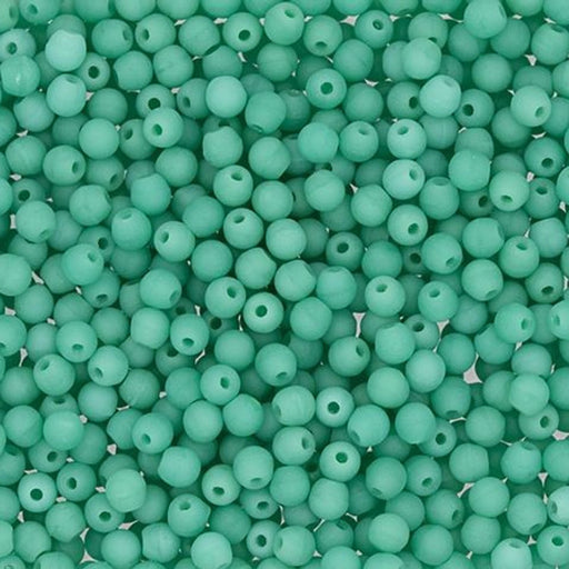 Czech Glass, Half-Drilled Round Finial Beads 2mm, Matte Turquoise (2.5" Tube)