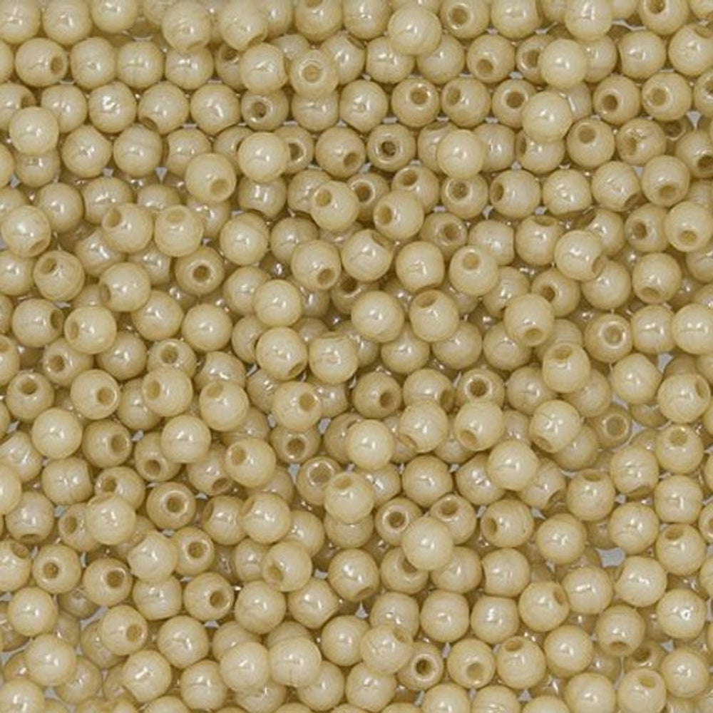 Czech Glass, Half-Drilled Round Finial Beads 2mm, Luster Opaque Champagne (2.5" Tube)