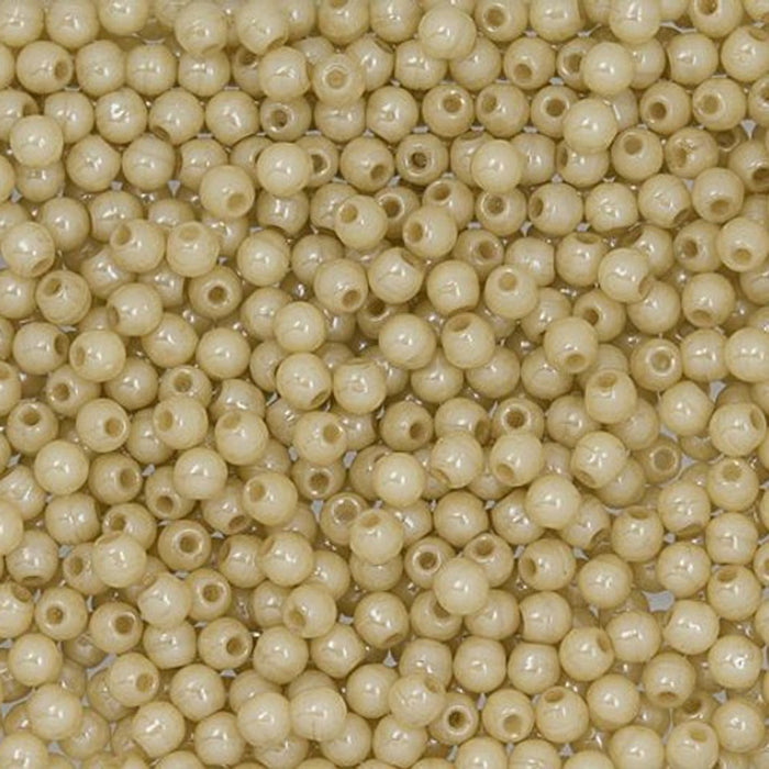 Czech Glass, Half-Drilled Round Finial Beads 2mm, Luster Opaque Champagne (2.5" Tube)