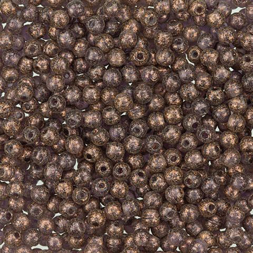 Czech Glass, Half-Drilled Round Finial Beads 2mm, Tanzanite Antique Shimmer (2.5" Tube)