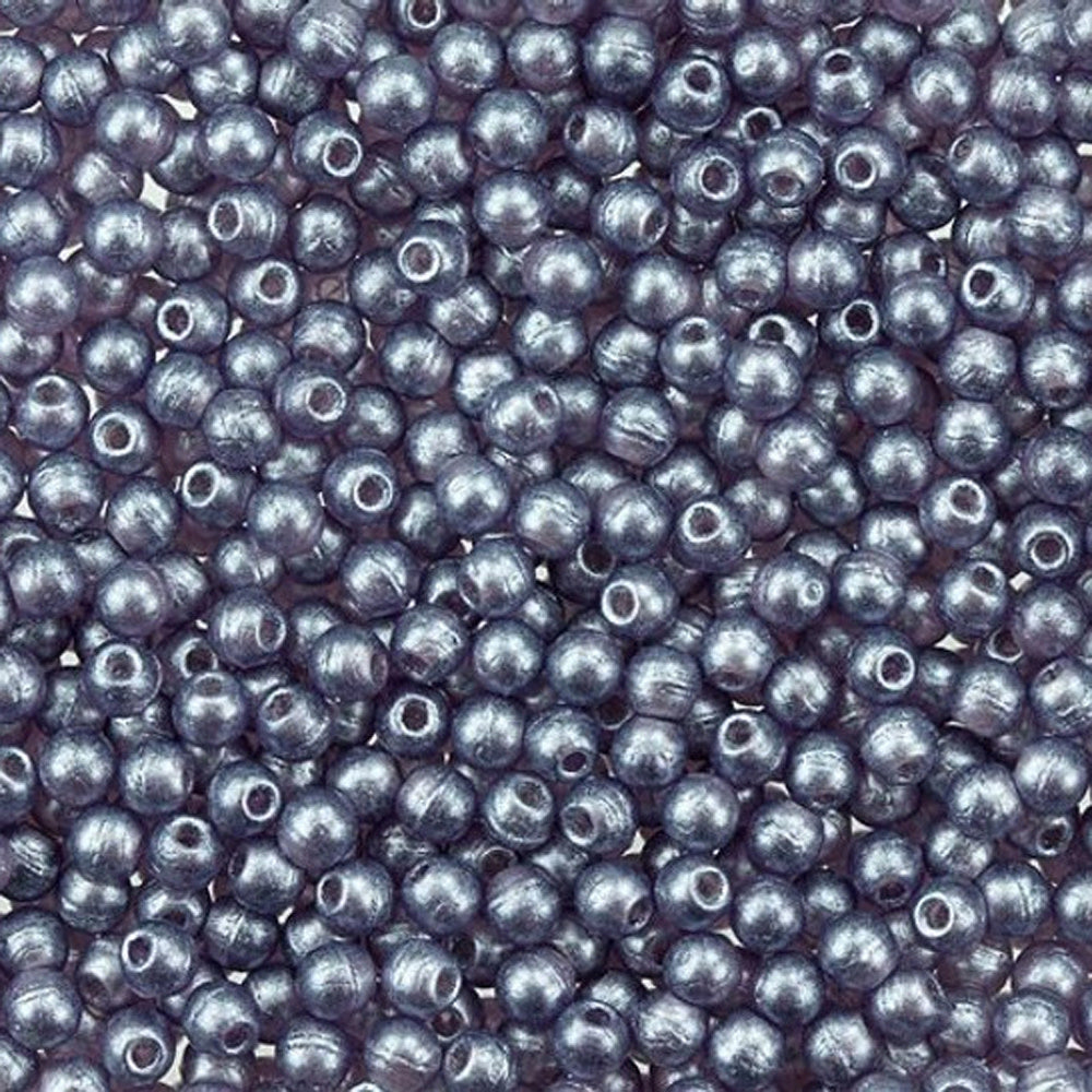 Czech Glass, Half-Drilled Round Finial Beads 2mm, Metal Luster Tanzanite (2.5" Tube)
