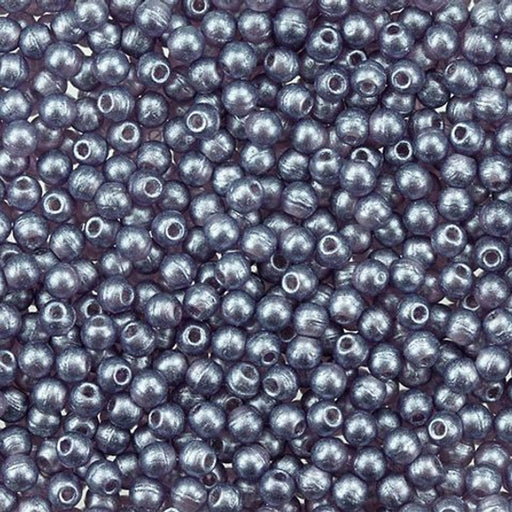 Czech Glass, Half-Drilled Round Finial Beads 2mm, Metal Luster Tanzanite (2.5" Tube)