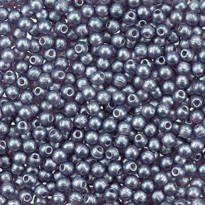 Czech Glass, Half-Drilled Round Finial Beads 2mm, Metal Luster Tanzanite (2.5" Tube)