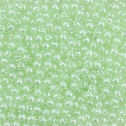 Czech Glass, Half-Drilled Round Finial Beads 2mm, Metal Luster Peridot (2.5" Tube)