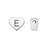 Alphabet Bead, Heart Letter "E" 7x6mm, Sterling Silver (1 Piece)