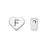 Alphabet Bead, Heart Letter "F" 7x6mm, Sterling Silver (1 Piece)
