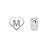Alphabet Bead, Heart Letter "M" 7x6mm, Sterling Silver (1 Piece)