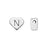Alphabet Bead, Heart Letter "N" 7x6mm, Sterling Silver (1 Piece)