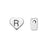 Alphabet Bead, Heart Letter "R" 7x6mm, Sterling Silver (1 Piece)