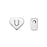 Alphabet Bead, Heart Letter "U" 7x6mm, Sterling Silver (1 Piece)