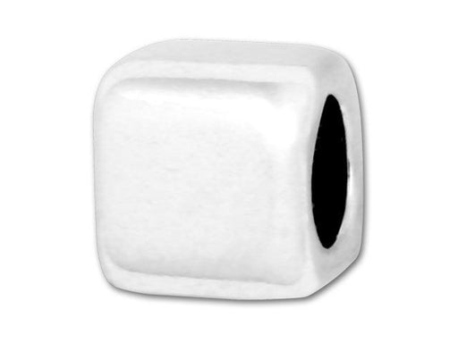 Sterling Silver, Alphabet Cube Bead Rounded Letter 'Blank' 5.8mm, Antiqued